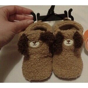 Wonder Nation Baby Puppy Dog Slippers Toddler Size 3 Brown Boots Comfy Shoes New